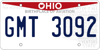 OH license plate GMT3092