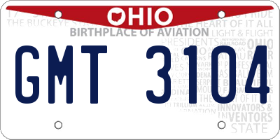 OH license plate GMT3104
