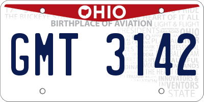 OH license plate GMT3142