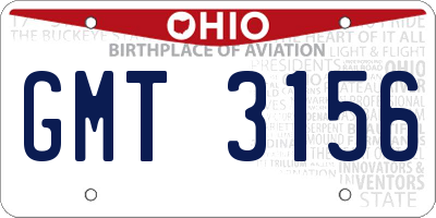 OH license plate GMT3156