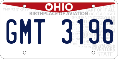 OH license plate GMT3196