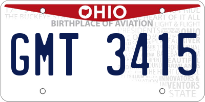 OH license plate GMT3415