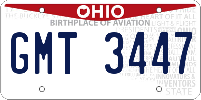 OH license plate GMT3447