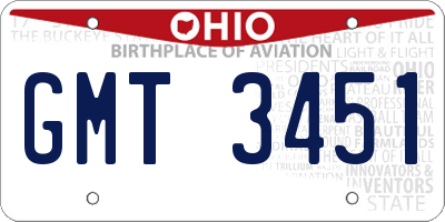 OH license plate GMT3451