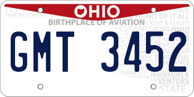 OH license plate GMT3452
