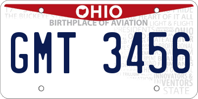 OH license plate GMT3456