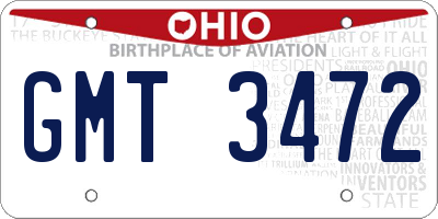 OH license plate GMT3472