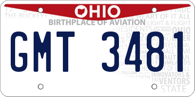 OH license plate GMT3481