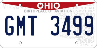 OH license plate GMT3499