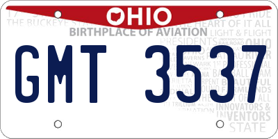 OH license plate GMT3537