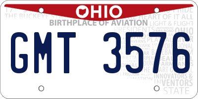 OH license plate GMT3576