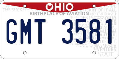 OH license plate GMT3581
