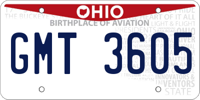 OH license plate GMT3605
