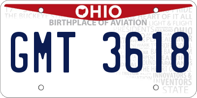 OH license plate GMT3618