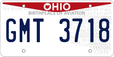 OH license plate GMT3718