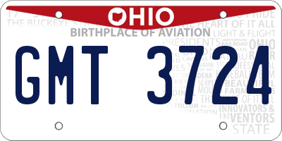 OH license plate GMT3724