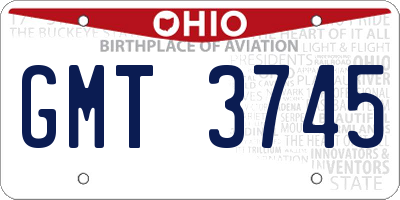 OH license plate GMT3745