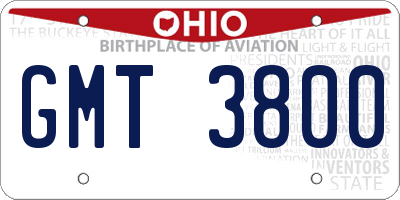 OH license plate GMT3800