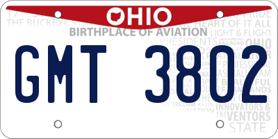 OH license plate GMT3802