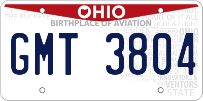 OH license plate GMT3804