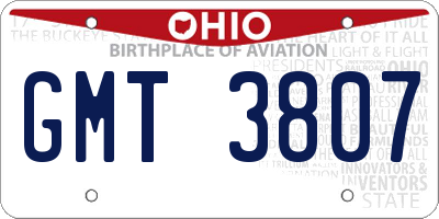 OH license plate GMT3807