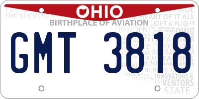 OH license plate GMT3818
