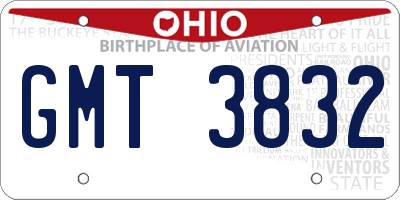 OH license plate GMT3832