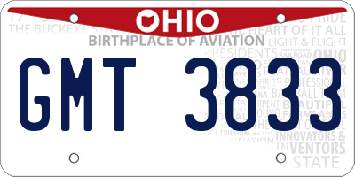 OH license plate GMT3833