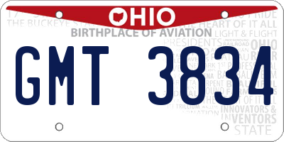 OH license plate GMT3834