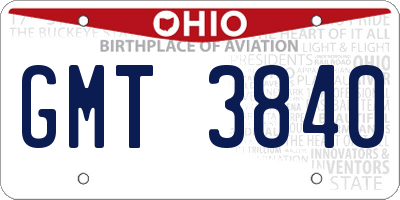 OH license plate GMT3840