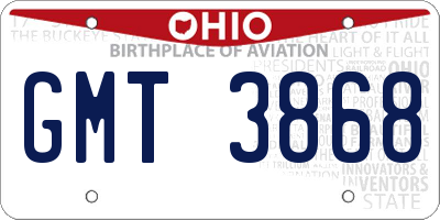 OH license plate GMT3868