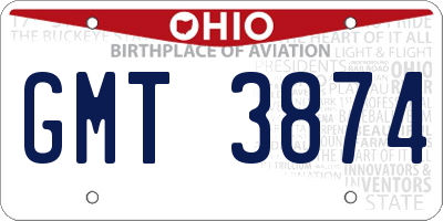 OH license plate GMT3874
