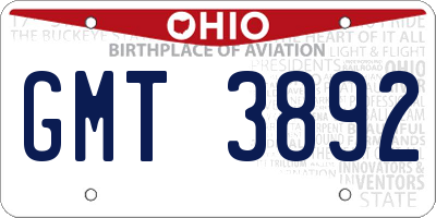 OH license plate GMT3892