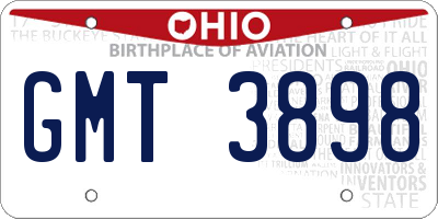 OH license plate GMT3898