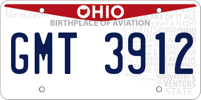 OH license plate GMT3912