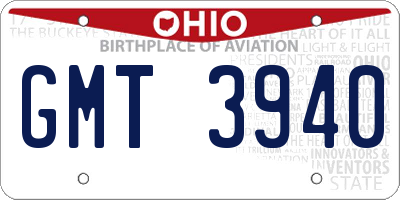 OH license plate GMT3940