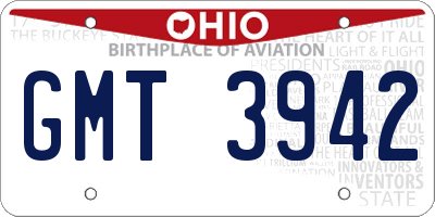 OH license plate GMT3942