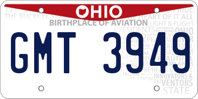 OH license plate GMT3949