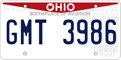 OH license plate GMT3986