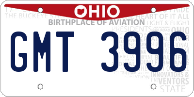 OH license plate GMT3996
