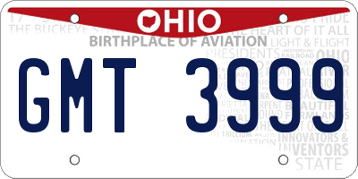 OH license plate GMT3999