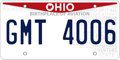 OH license plate GMT4006