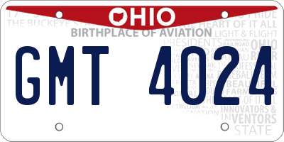 OH license plate GMT4024