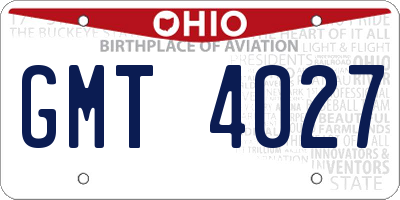 OH license plate GMT4027