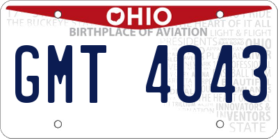 OH license plate GMT4043