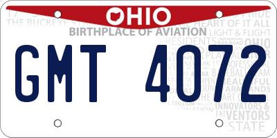 OH license plate GMT4072