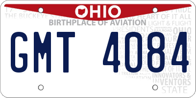 OH license plate GMT4084