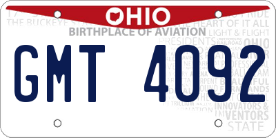 OH license plate GMT4092