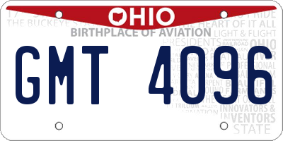 OH license plate GMT4096