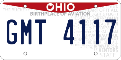 OH license plate GMT4117